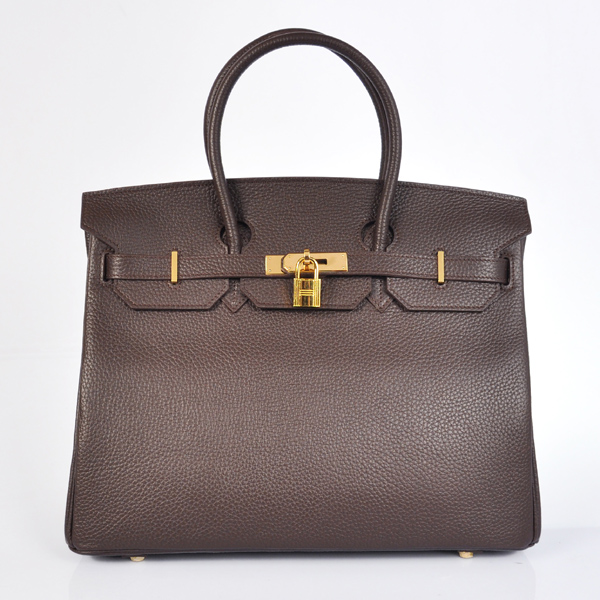 H35LDBG Hermes Birkin 35CM pelle clemence in marrone scuro con G